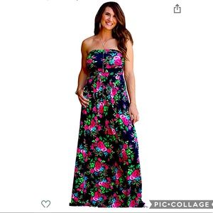 Floral strapless maxi dress